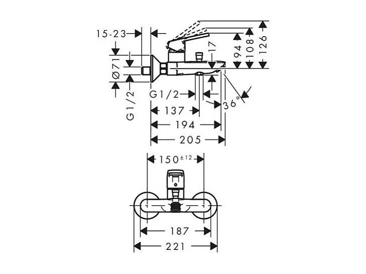 Mitigeur bain douche mécanique HANSGROHE Logis Loop C2 chromé