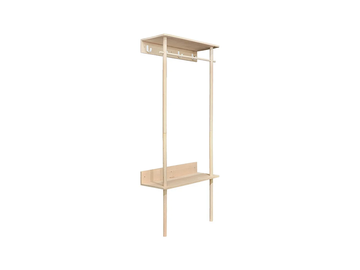 Meuble d'entrée / Porte manteau en bois de hêtre - LONNY 9920