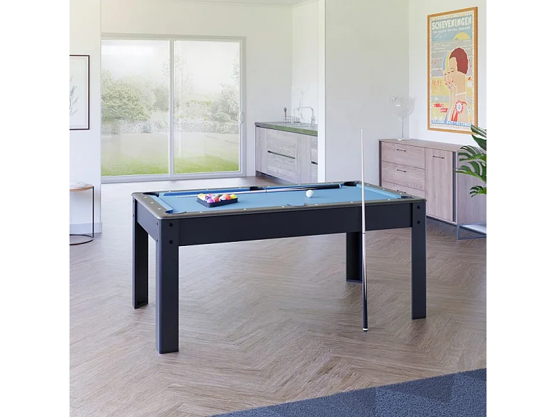 Billard Américain convertible ALLIANCE 5FT - 183 x 102 cm avec accessoires et plateau dînatoire - Couleur Ebène
