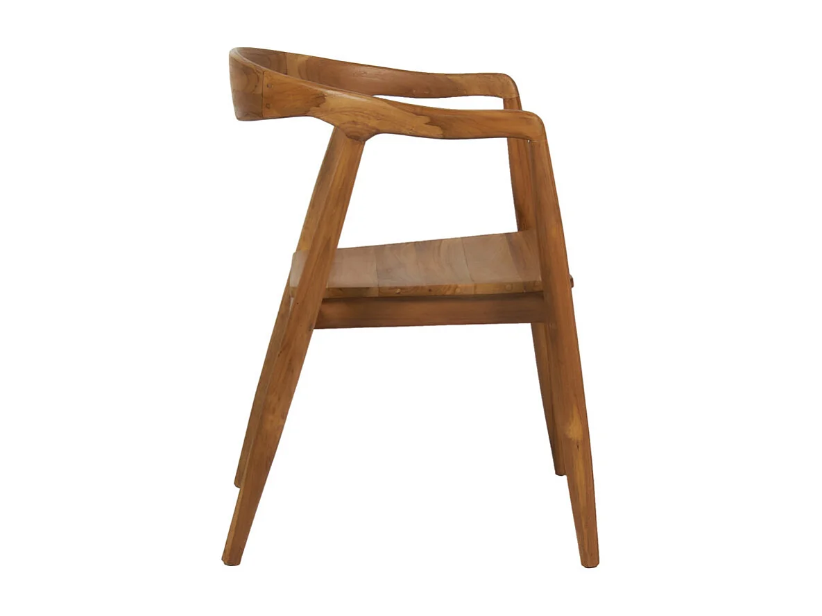 Lot de 2 chaises avec accoudoirs en bois de teck massif foncé - MAUI