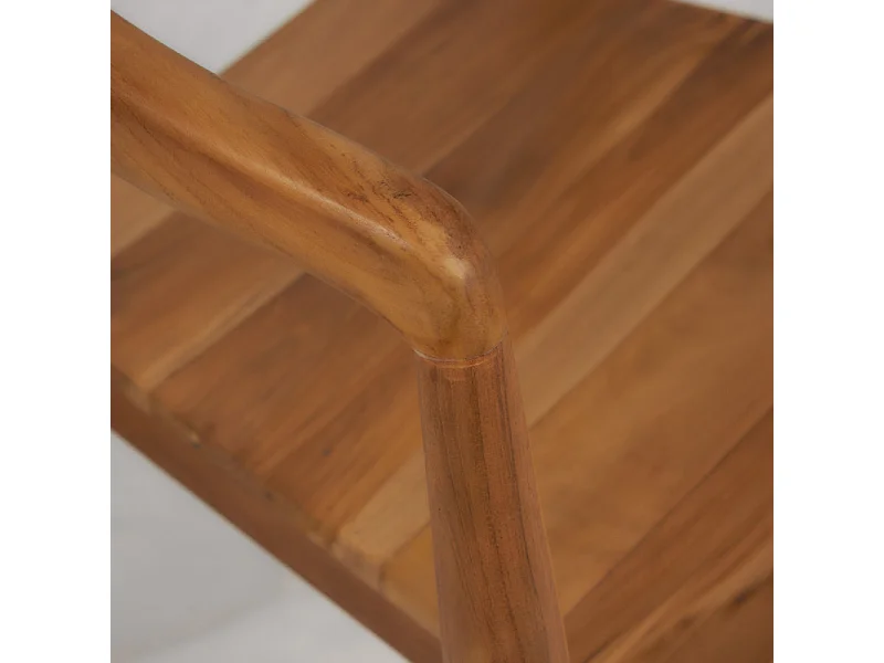 Chaise avec accoudoirs en bois de teck massif foncé - MAUI