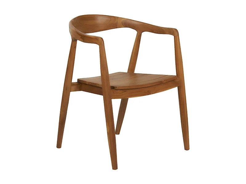 Chaise avec accoudoirs en bois de teck massif foncé - MAUI