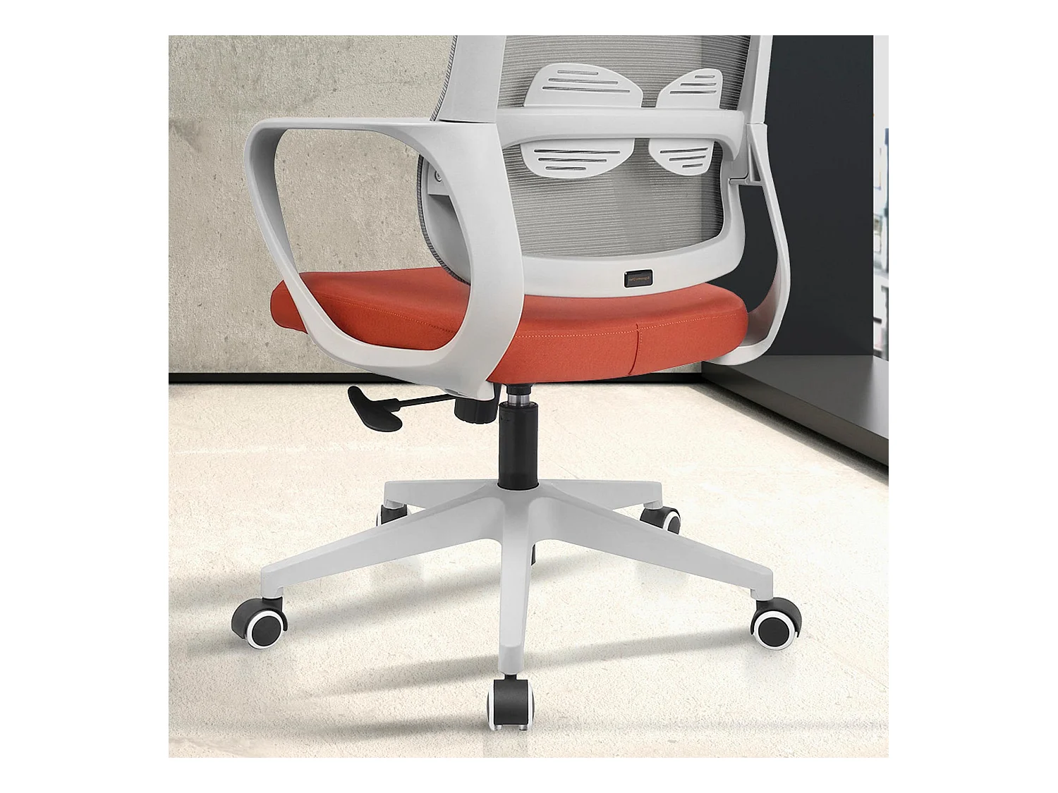 Chaise de bureau H97-107cm x L66cm x P61cm - brique et blanc - Leah