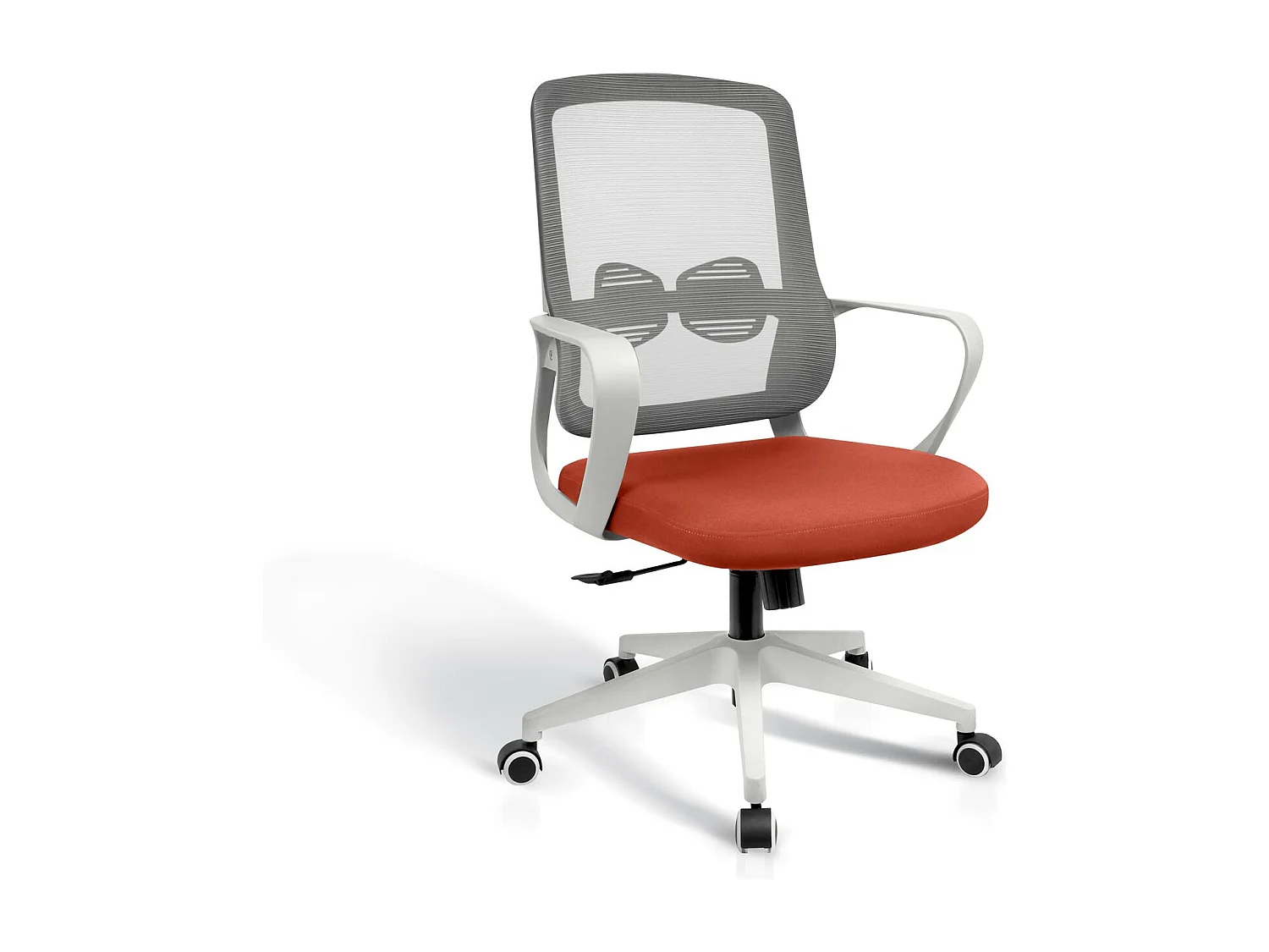 Chaise de bureau H97-107cm x L66cm x P61cm - brique et blanc - Leah