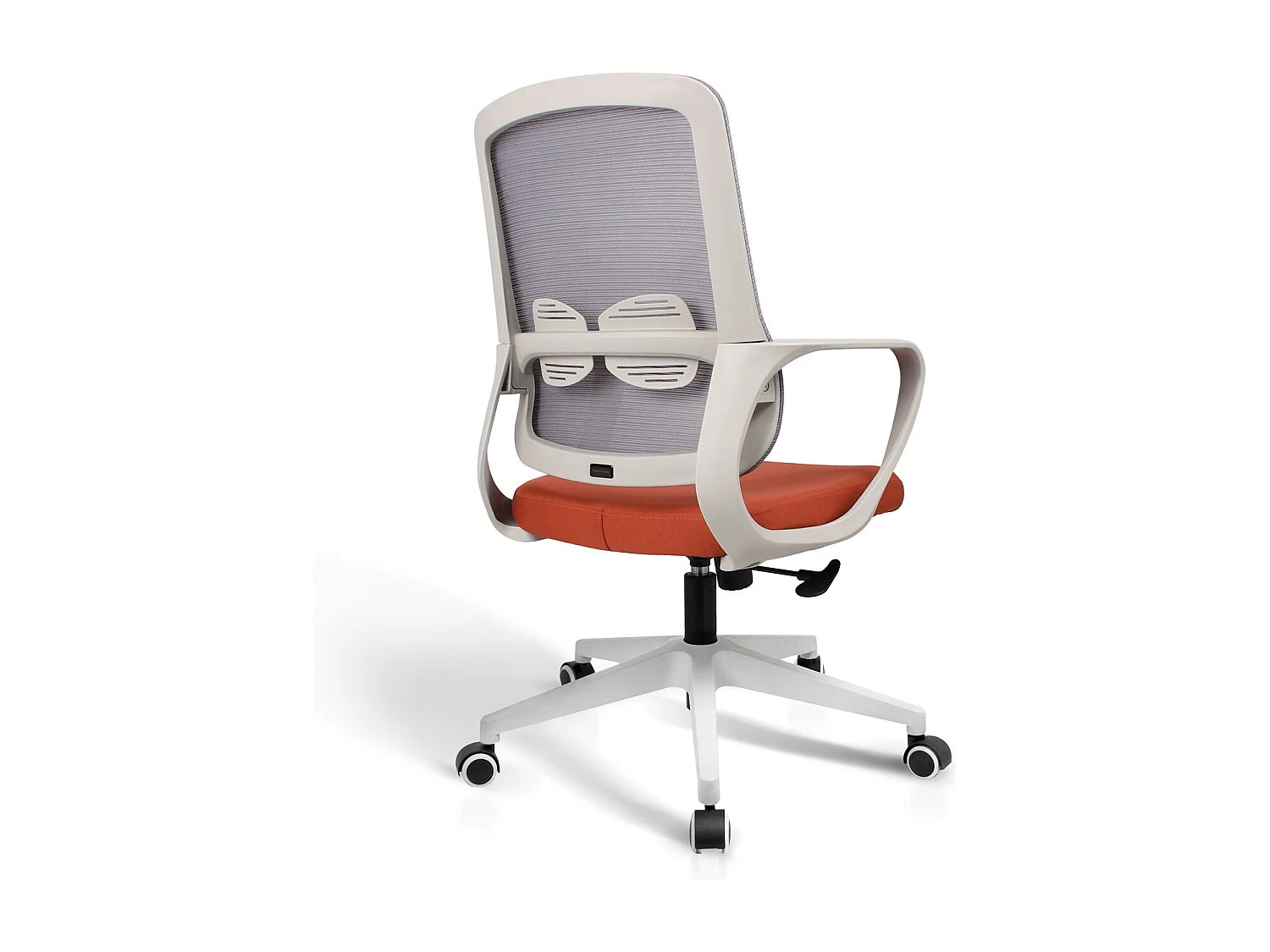 Chaise de bureau H97-107cm x L66cm x P61cm - brique et blanc - Leah