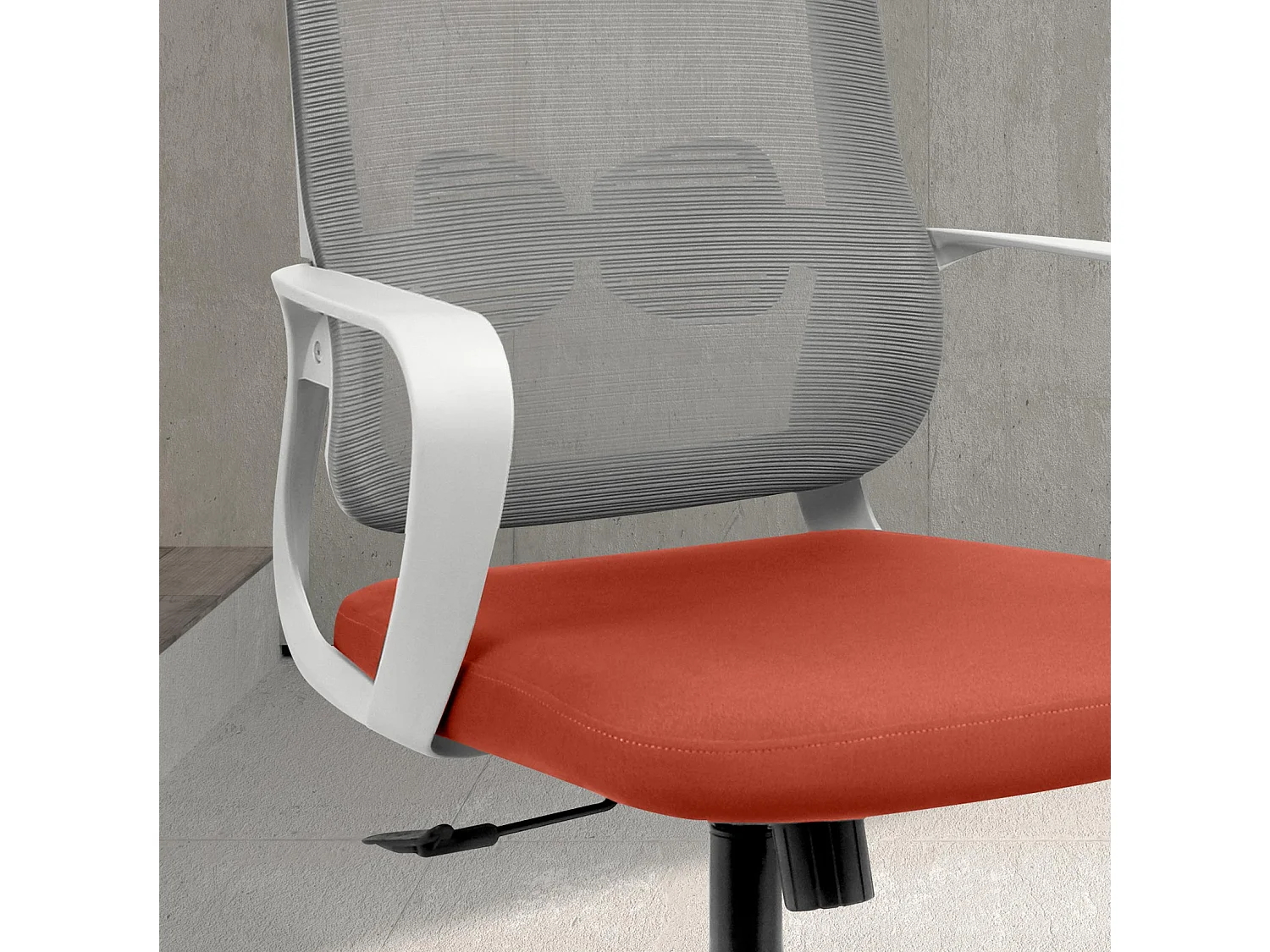 Chaise de bureau H97-107cm x L66cm x P61cm - brique et blanc - Leah