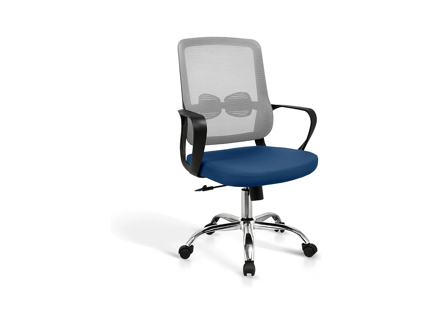 Chaise de bureau H100-110cm x L61cm x P59cm - bleu et gris - Metlo