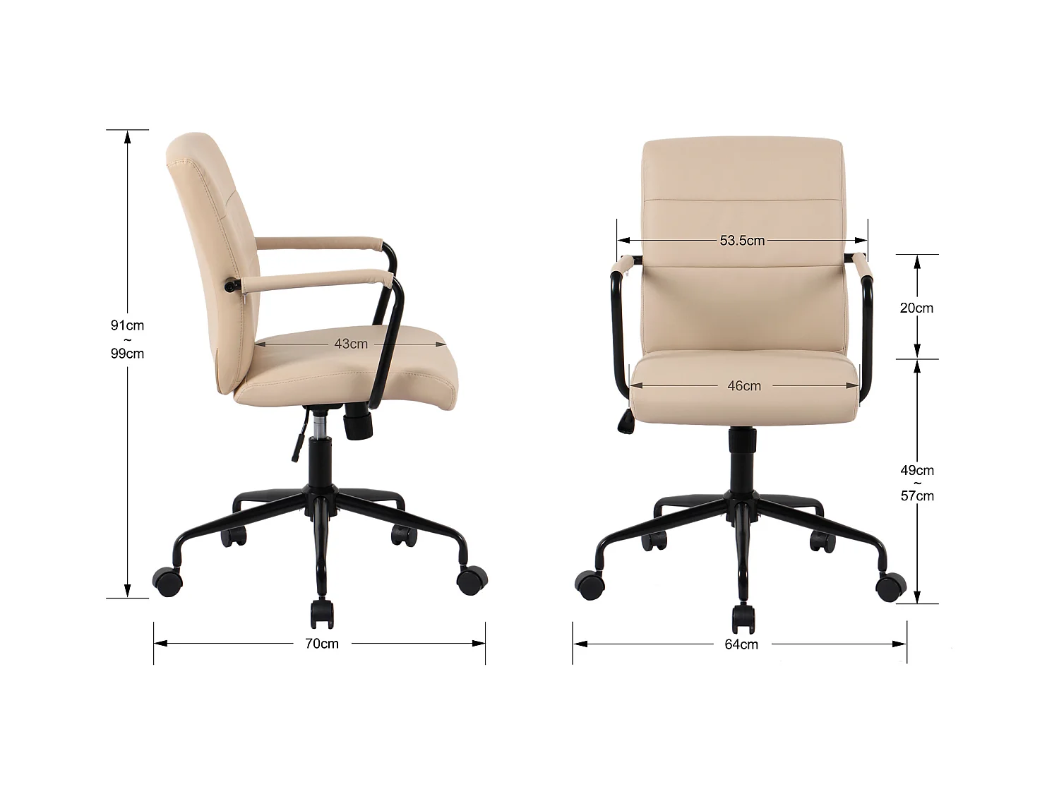 Silla de estudio A91-99cm x L64cm x F70cm - beige - Oli