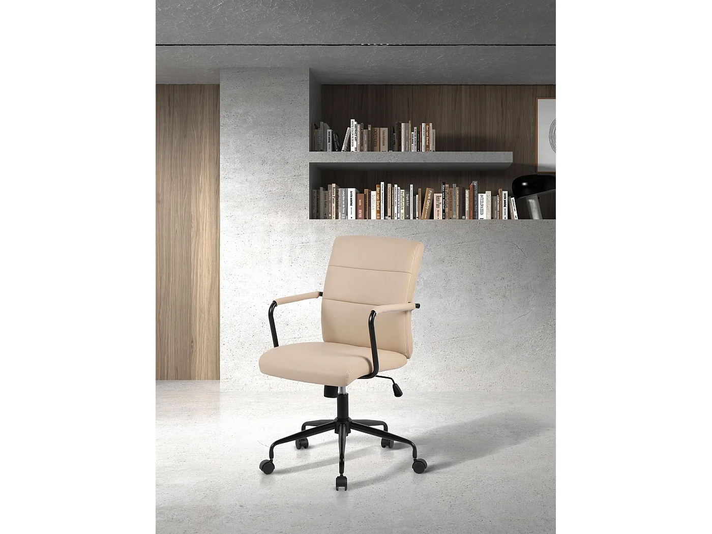Chaise de bureau H91-99cm x L64cm x P70cm - beige - Oli