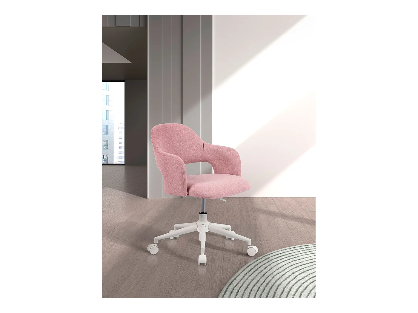Chaise de bureau H71-81cm x L58cm x P60cm - rose - Mia