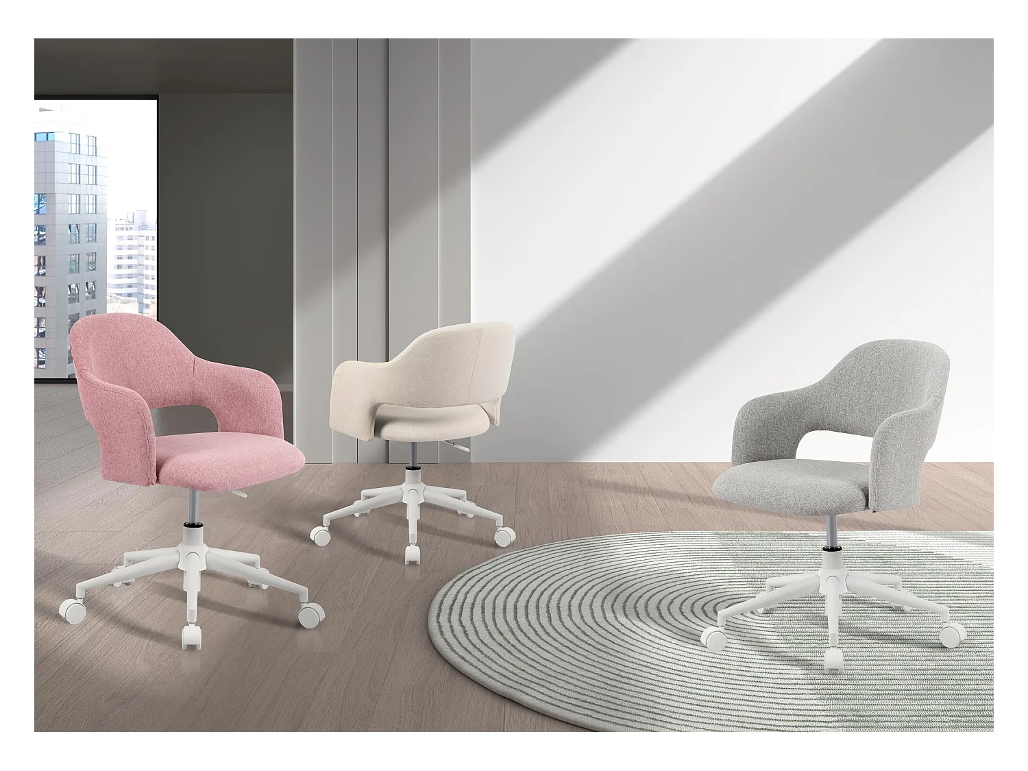 Chaise de bureau H71-81cm x L58cm x P60cm - rose - Mia
