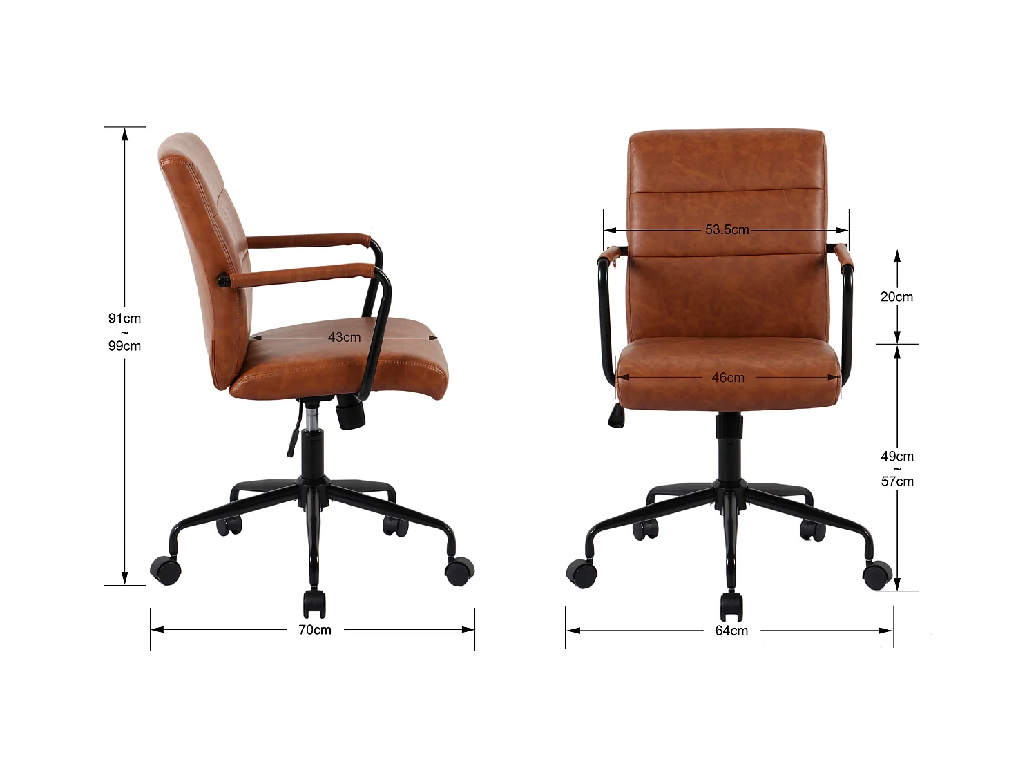 Silla de estudio A91-99cm x L64cm x F70cm - marron - Oli