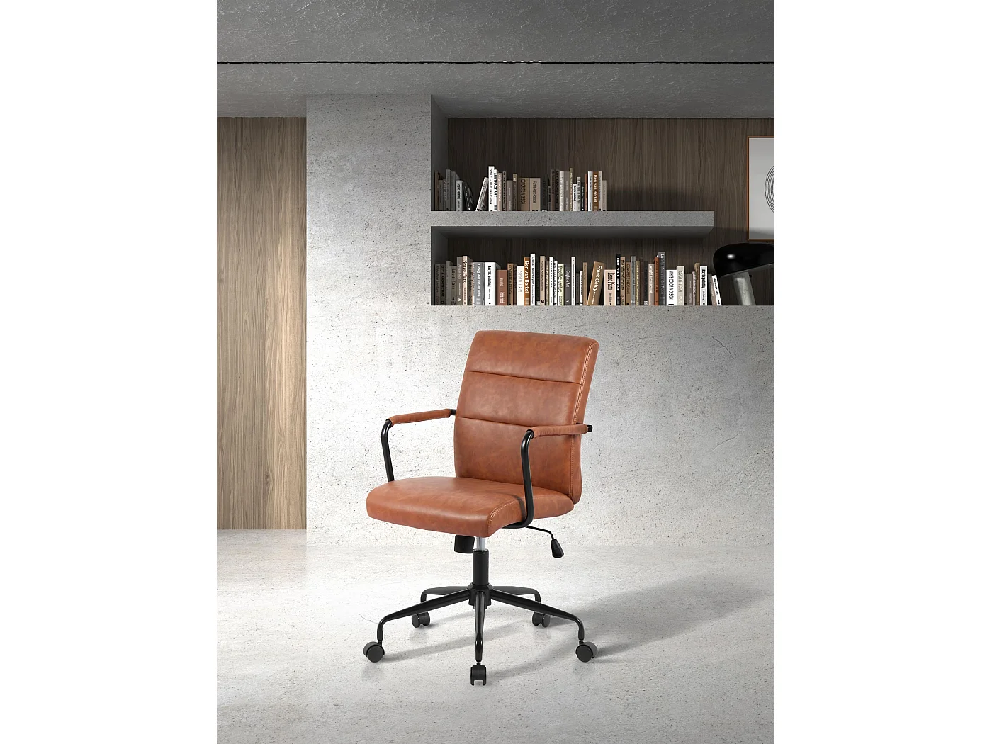 Chaise de bureau H91-99cm x L64cm x P70cm - marron - Oli