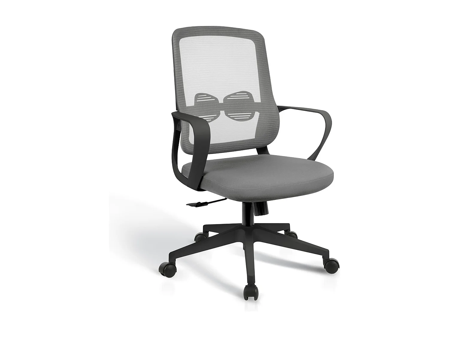 Chaise de bureau H97-107cm x L66cm x P61cm - gris et noir - Leah