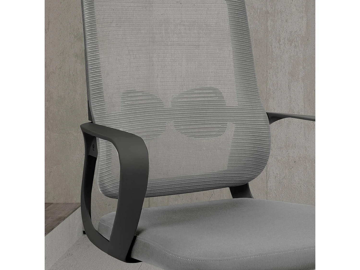 Chaise de bureau H97-107cm x L66cm x P61cm - gris et noir - Leah