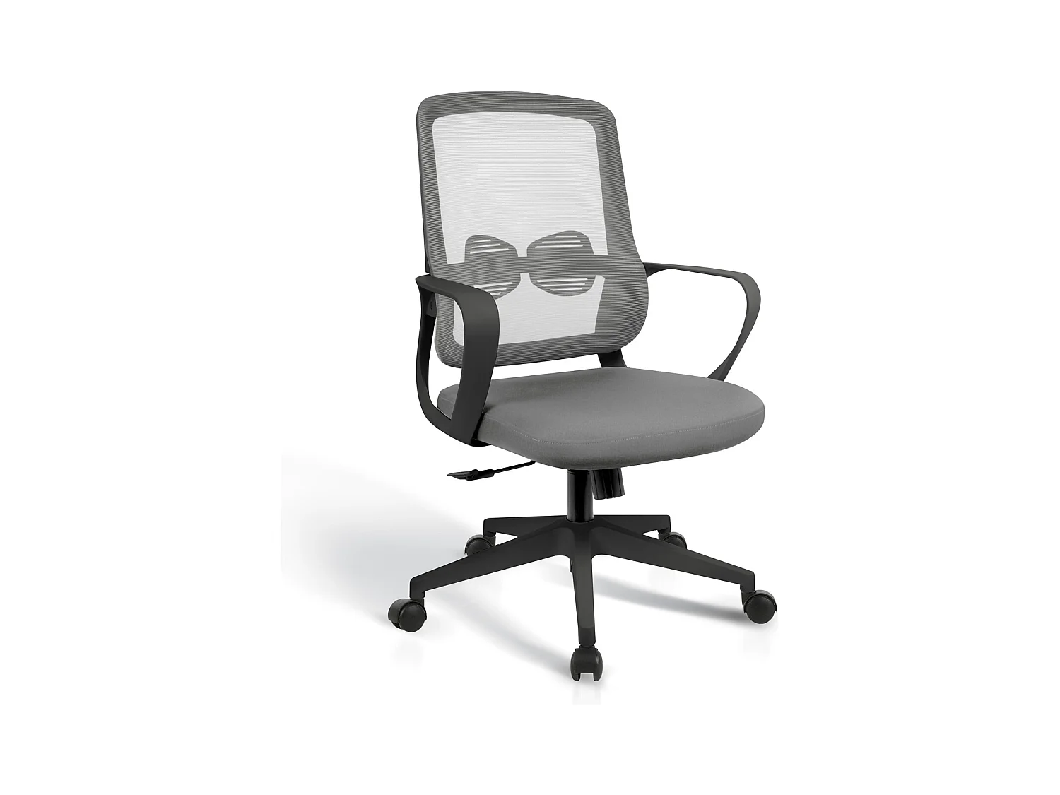 Chaise de bureau H97-107cm x L66cm x P61cm - gris et noir - Leah