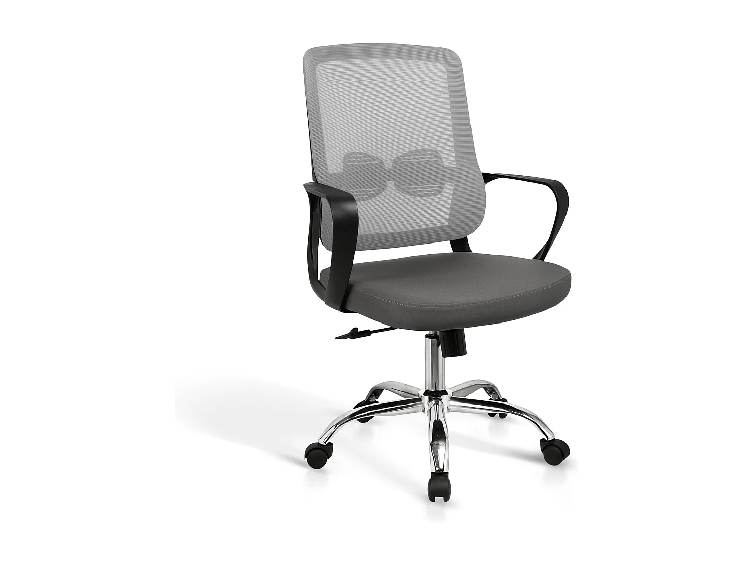 Cadeira de estudo em tecido e rede com rodas - A100/110cm x C66cm x P61cm cinzento - Mylo