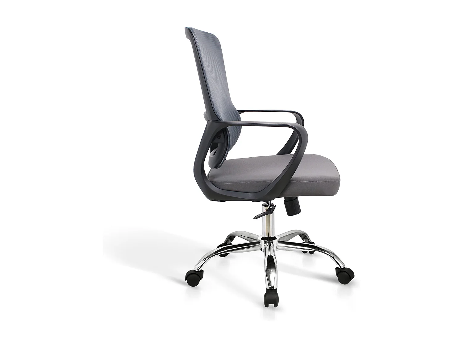 Cadeira de estudo em tecido e rede com rodas - A100/110cm x C66cm x P61cm cinzento - Mylo