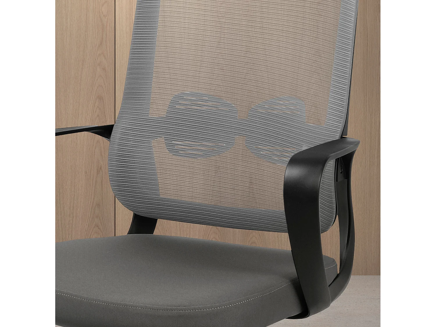 Cadeira de estudo em tecido e rede com rodas - A100/110cm x C66cm x P61cm cinzento - Mylo