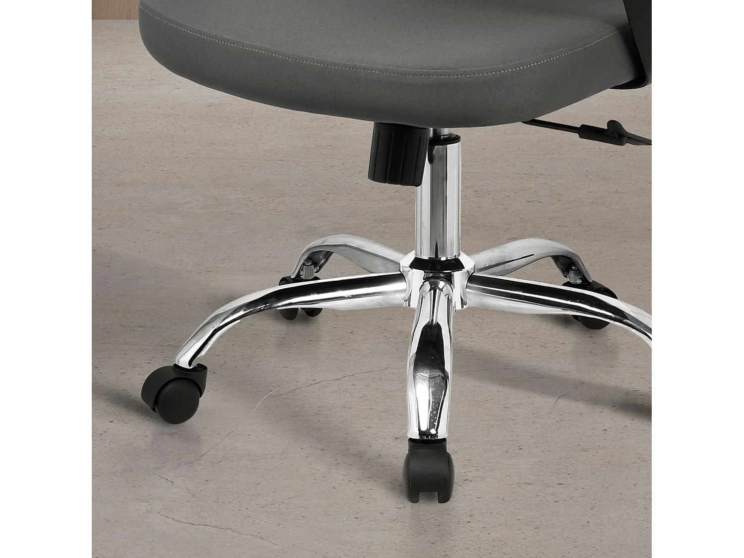 Cadeira de estudo em tecido e rede com rodas - A100/110cm x C66cm x P61cm cinzento - Mylo