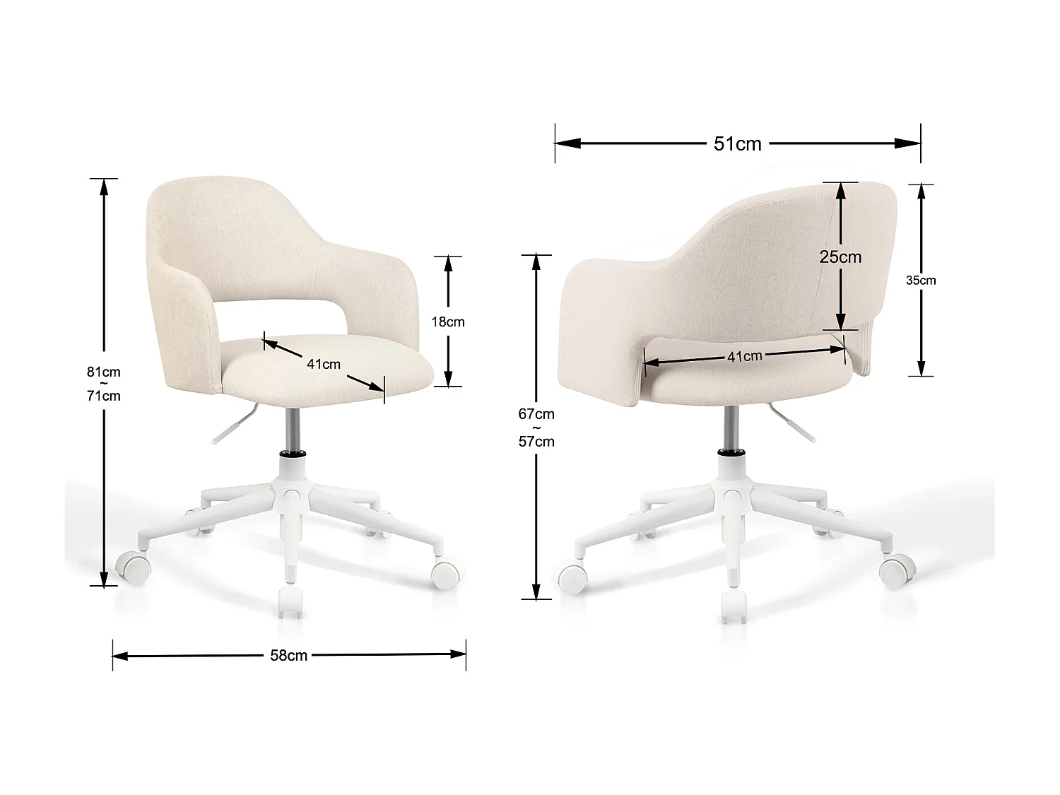 Silla de estudio A71-81cm x L58cm x F60cm - beige - Mia