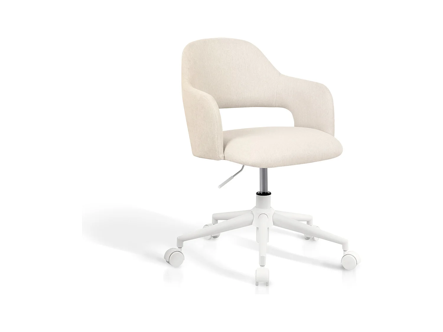 Chaise de bureau H71-81cm x L58cm x P60cm - beige - Mia