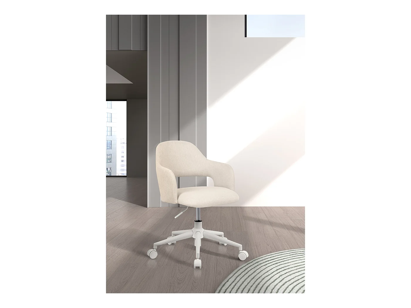 Chaise de bureau H71-81cm x L58cm x P60cm - beige - Mia