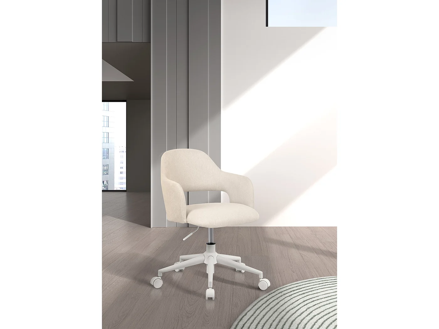 Chaise de bureau H71-81cm x L58cm x P60cm - beige - Mia