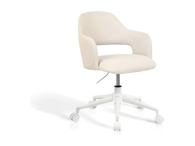 Chaise de bureau H71-81cm x L58cm x P60cm - beige - Mia