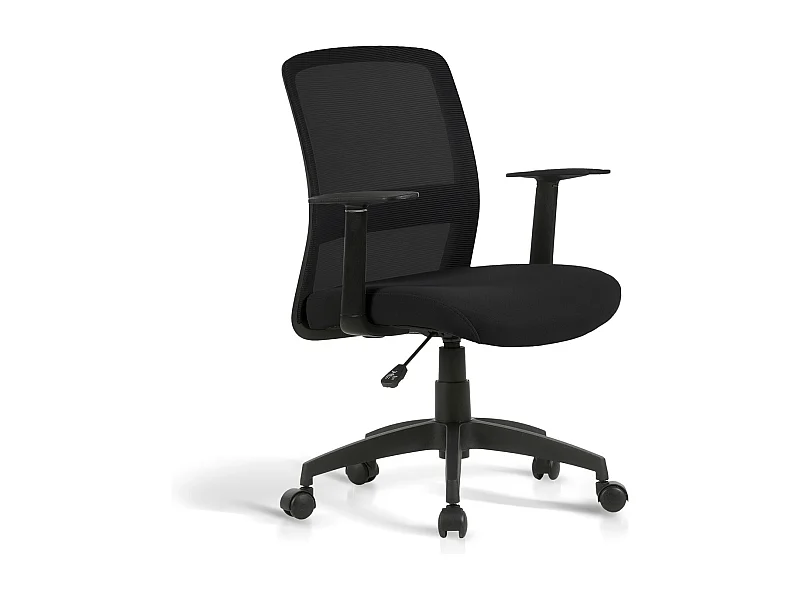 Cadeira de estudo em tecido e rede com rodas - A87/94cm x C61cm x P59cm preto - Devon