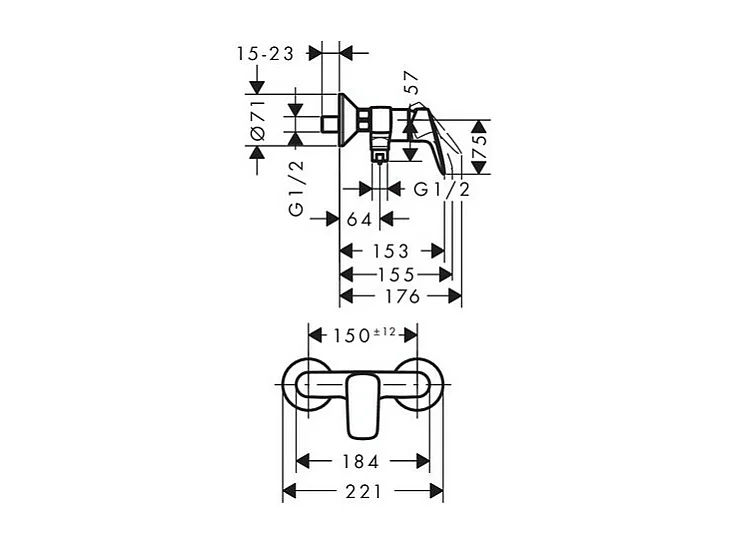 HANSGROHE Logis C2 mezclador de ducha mecánico cromado