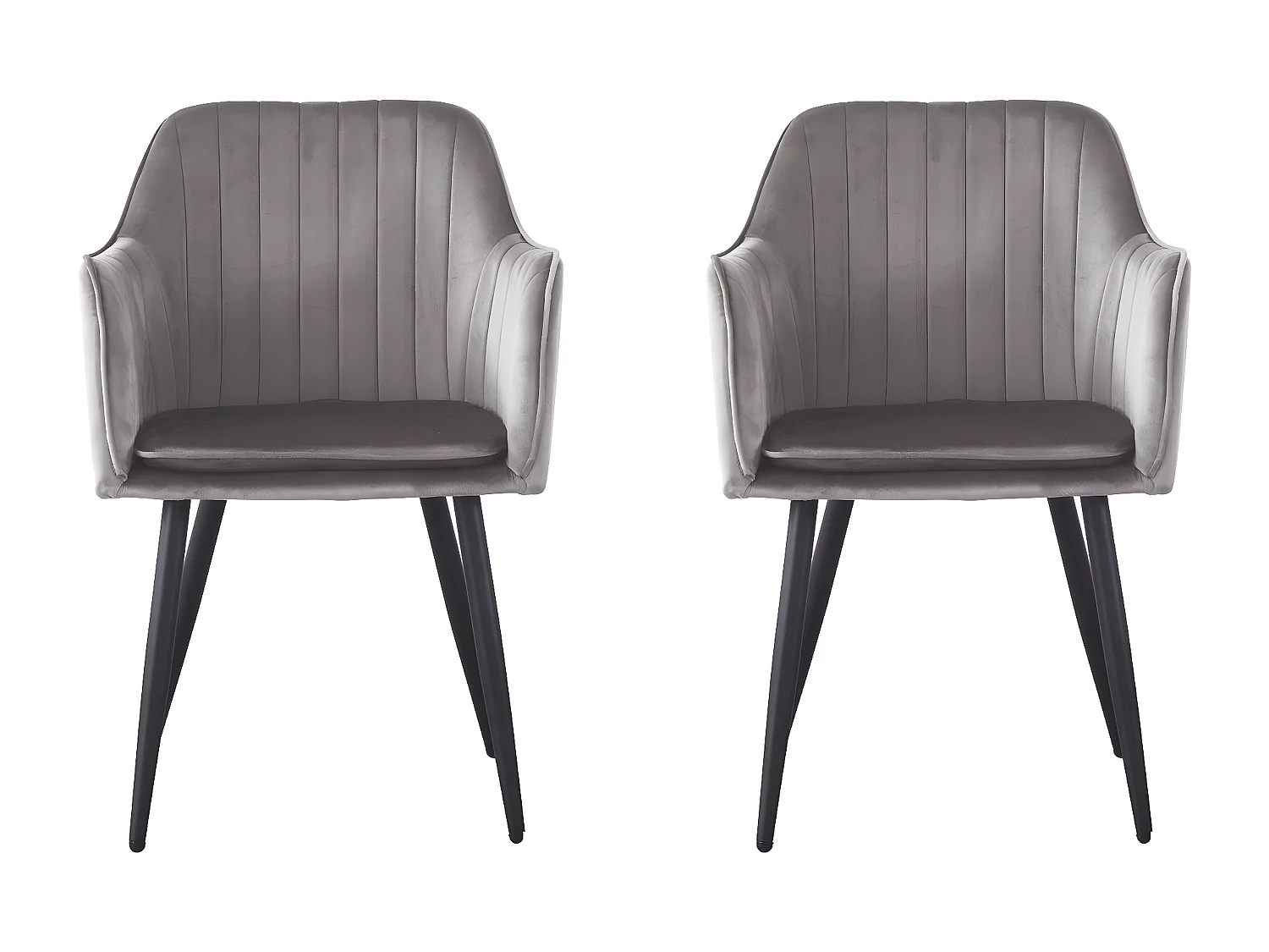 Set di 2 sedie in velluto con braccioli "Velma" - Grigio