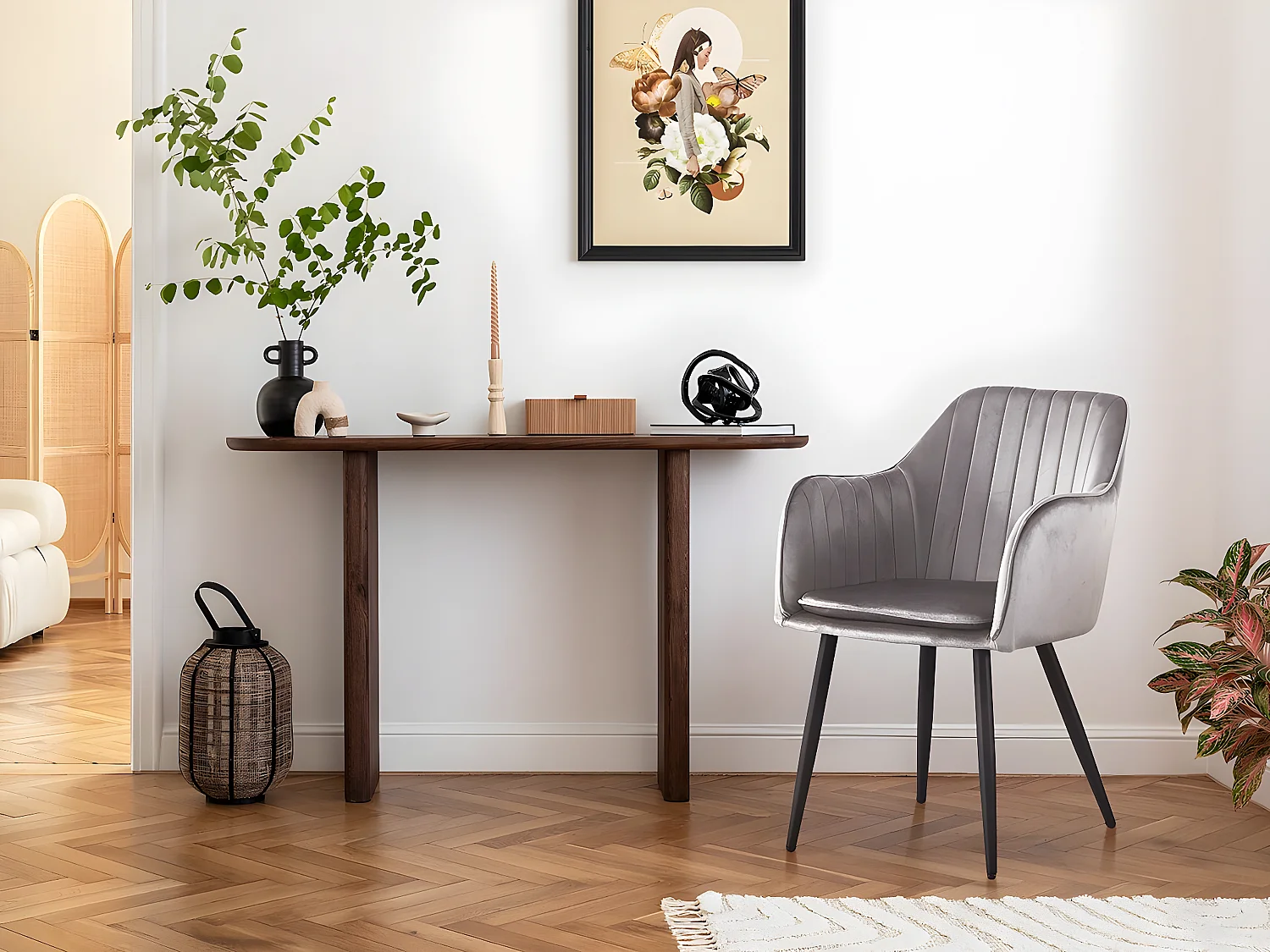 Set di 2 sedie in velluto con braccioli "Velma" - Grigio