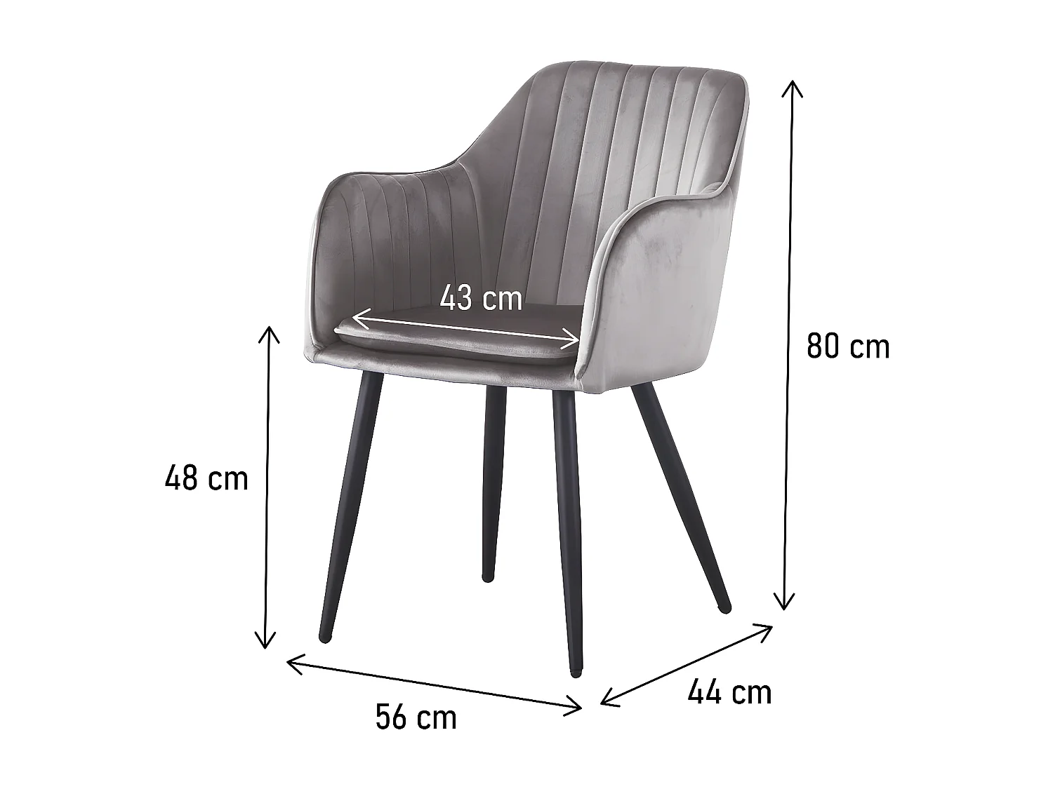 Set di 2 sedie in velluto con braccioli "Velma" - Grigio