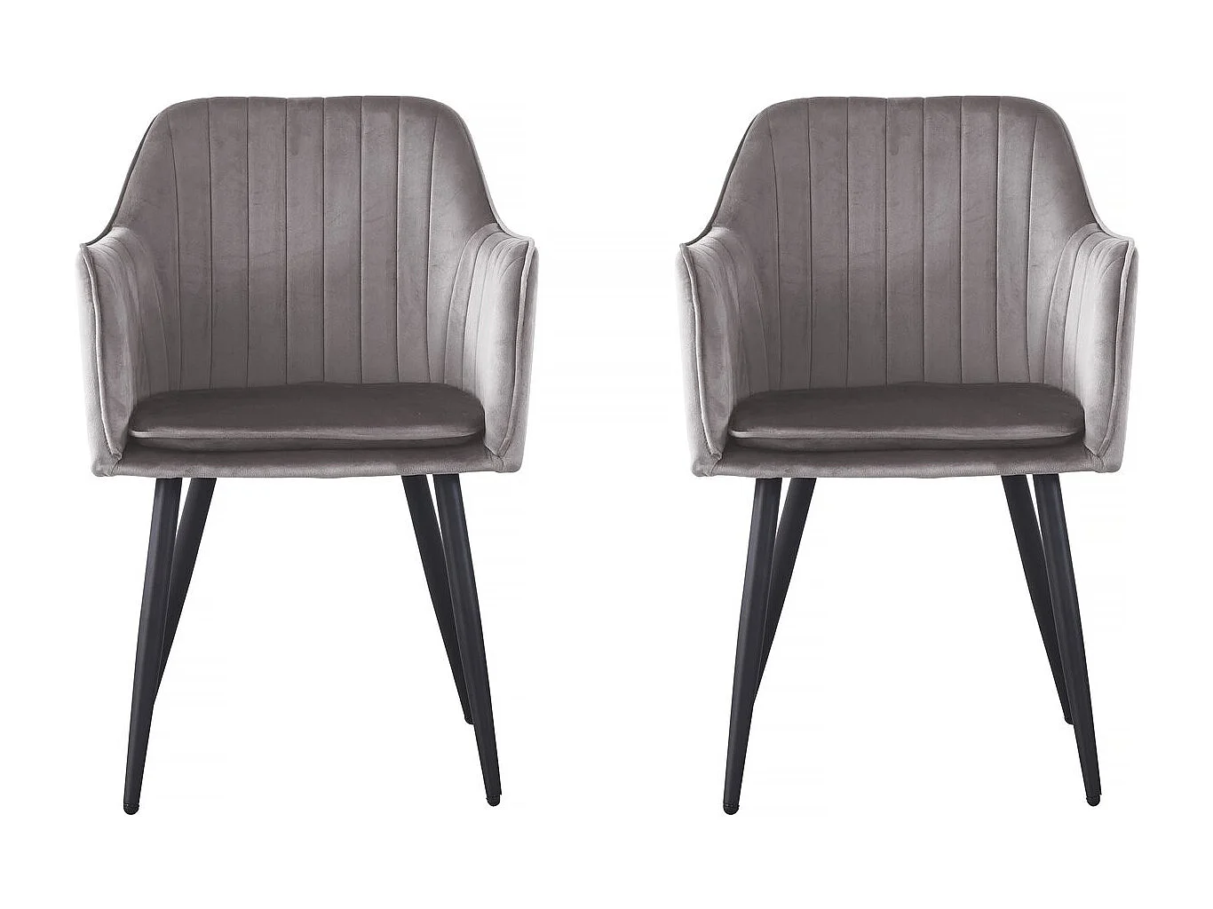 Stoelen set 2 stuks eetkamerstoelen met armleuning velours fluweel "Velma" - Grijs