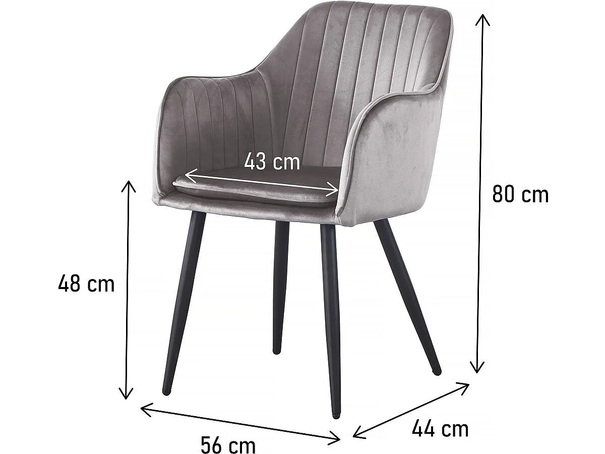 Set di 2 sedie in velluto con braccioli "Velma" - Grigio
