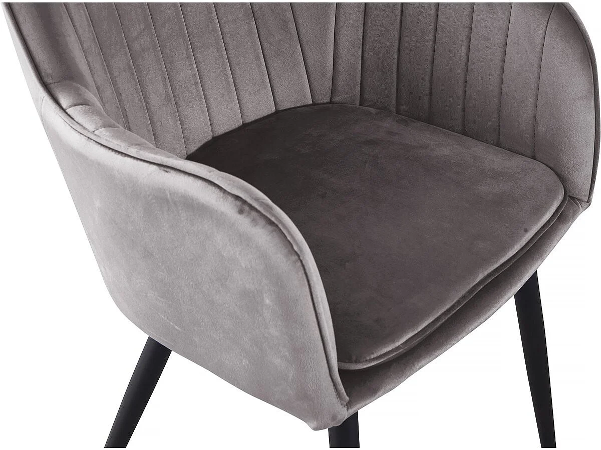 Set di 2 sedie in velluto con braccioli "Velma" - Grigio