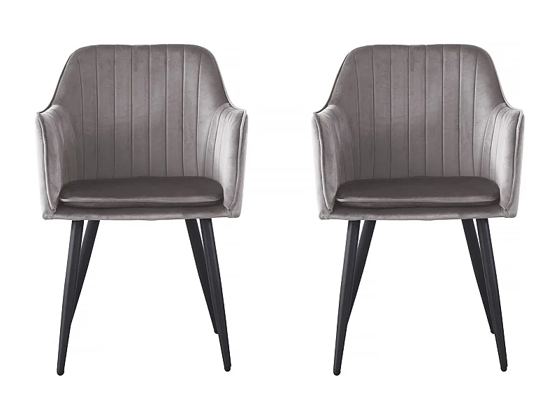 Juego de 2 sillas de terciopelo con reposabrazos "Velma" - Gris
