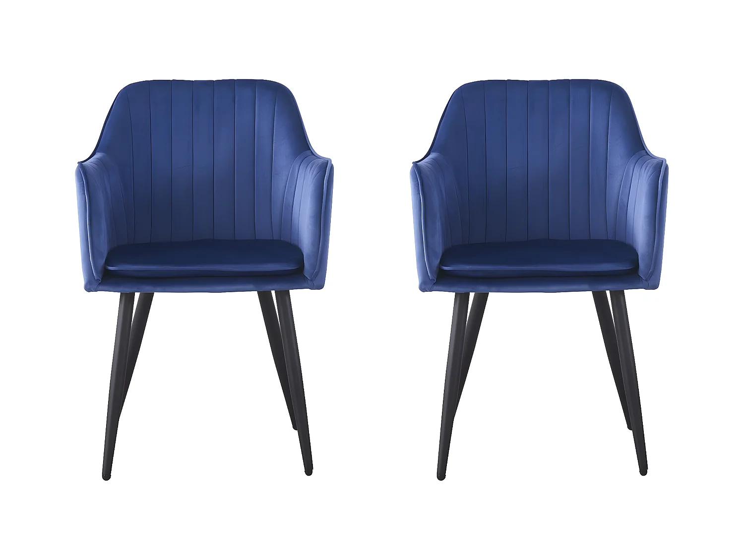 Lot de 2 chaises "Velma" en velours avec accoudoirs - Bleu