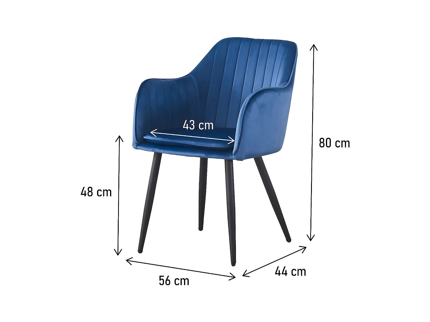 Conjunto de 2 sillas de terciopelo con reposabrazos "Velma" - Azul