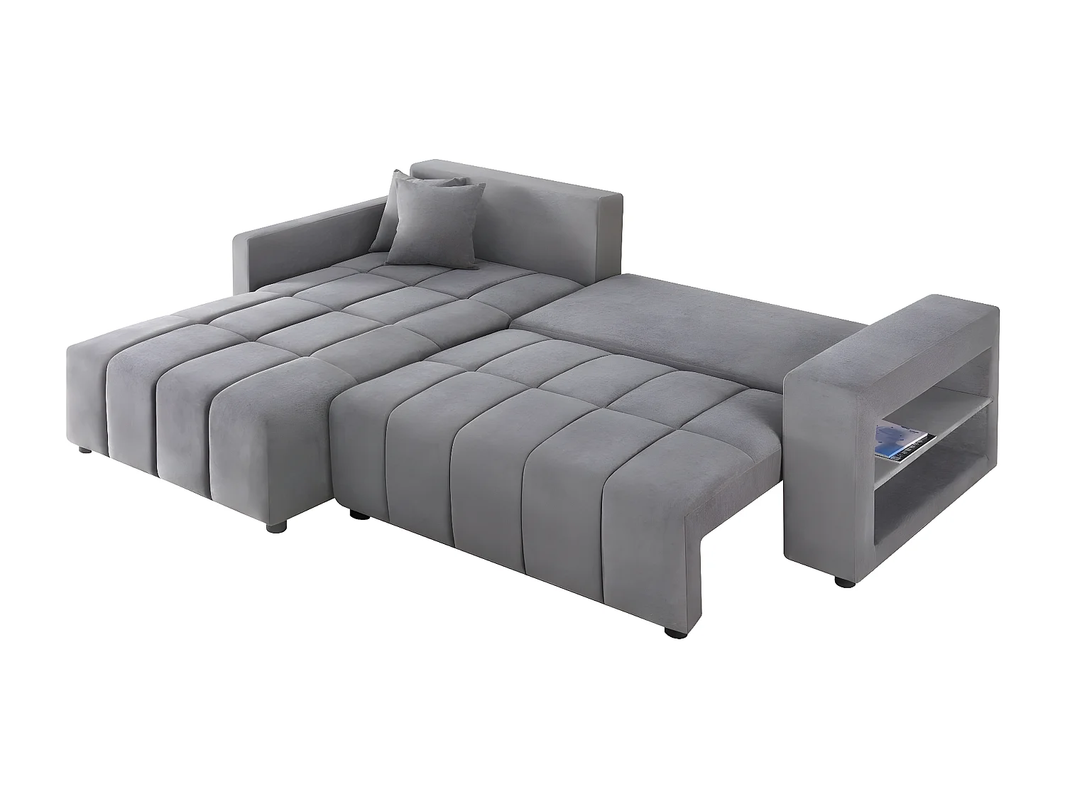 Canapé d'angle convertible tissu chenille 3 places - "Trocadero" - Gris