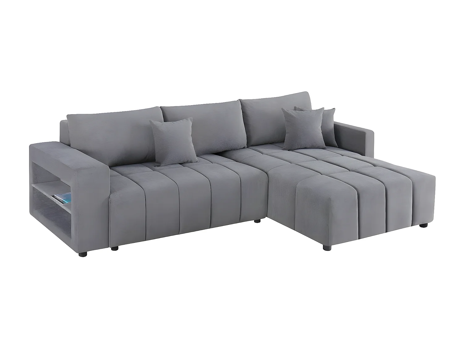 Canapé d'angle convertible tissu chenille 3 places - "Trocadero" - Gris