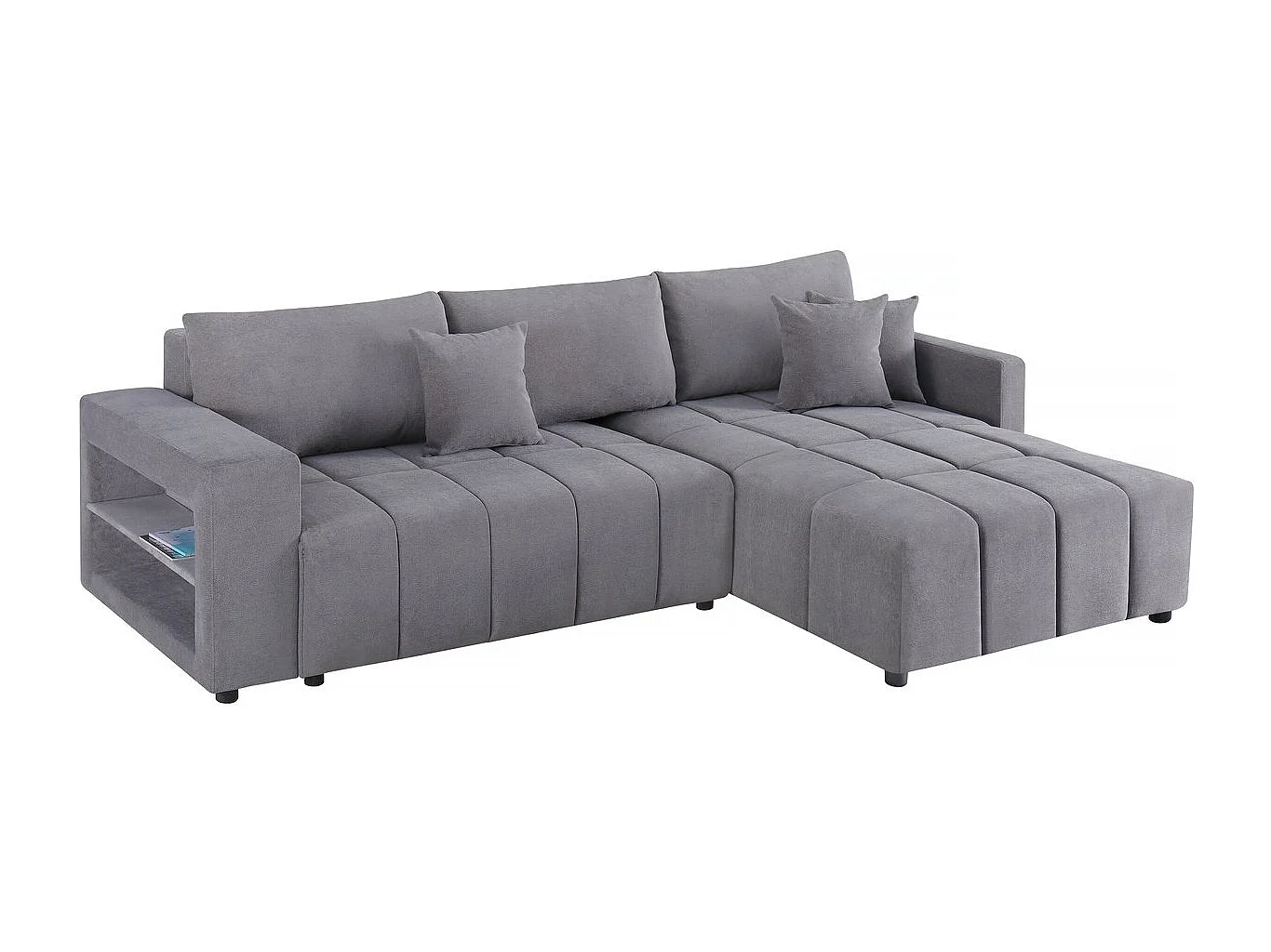 Canapé d'angle convertible tissu chenille 3 places - "Trocadero" - Gris