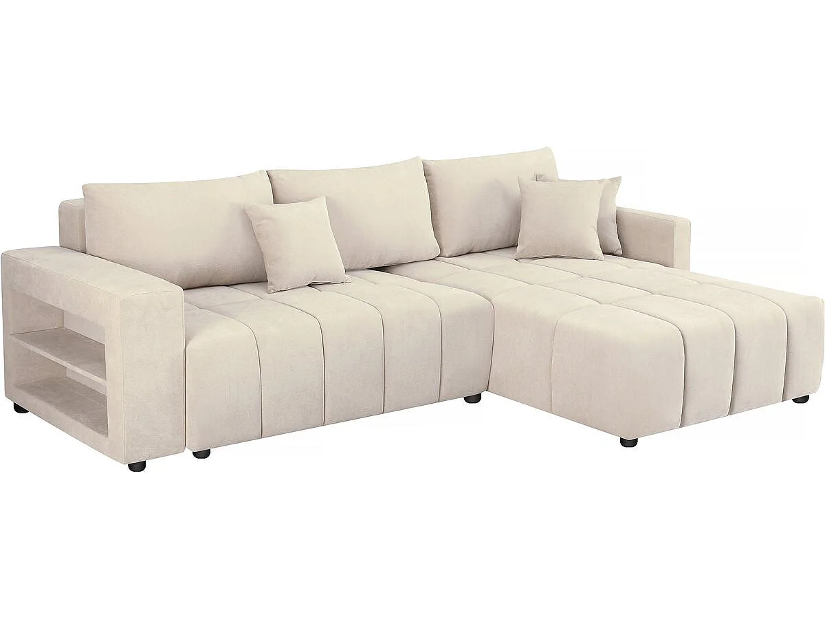 Ecksofa mit Schlaffunktion aus Chenille-Stoff 3-Sitzer - "Trocadero" - Grau