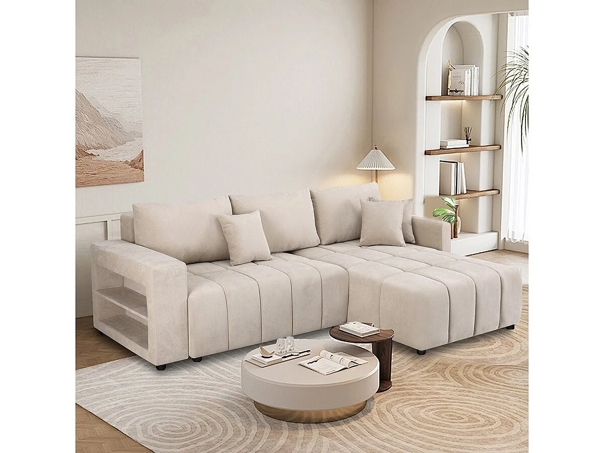 Ecksofa mit Schlaffunktion aus Chenille-Stoff 3-Sitzer - "Trocadero" - Grau