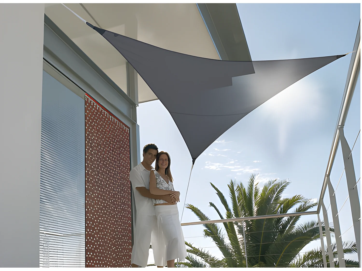 Voile d'ombrage triangulaire SERENITY 3,60 x 3,60 x 3,60 m - Ardoise - Jardiline