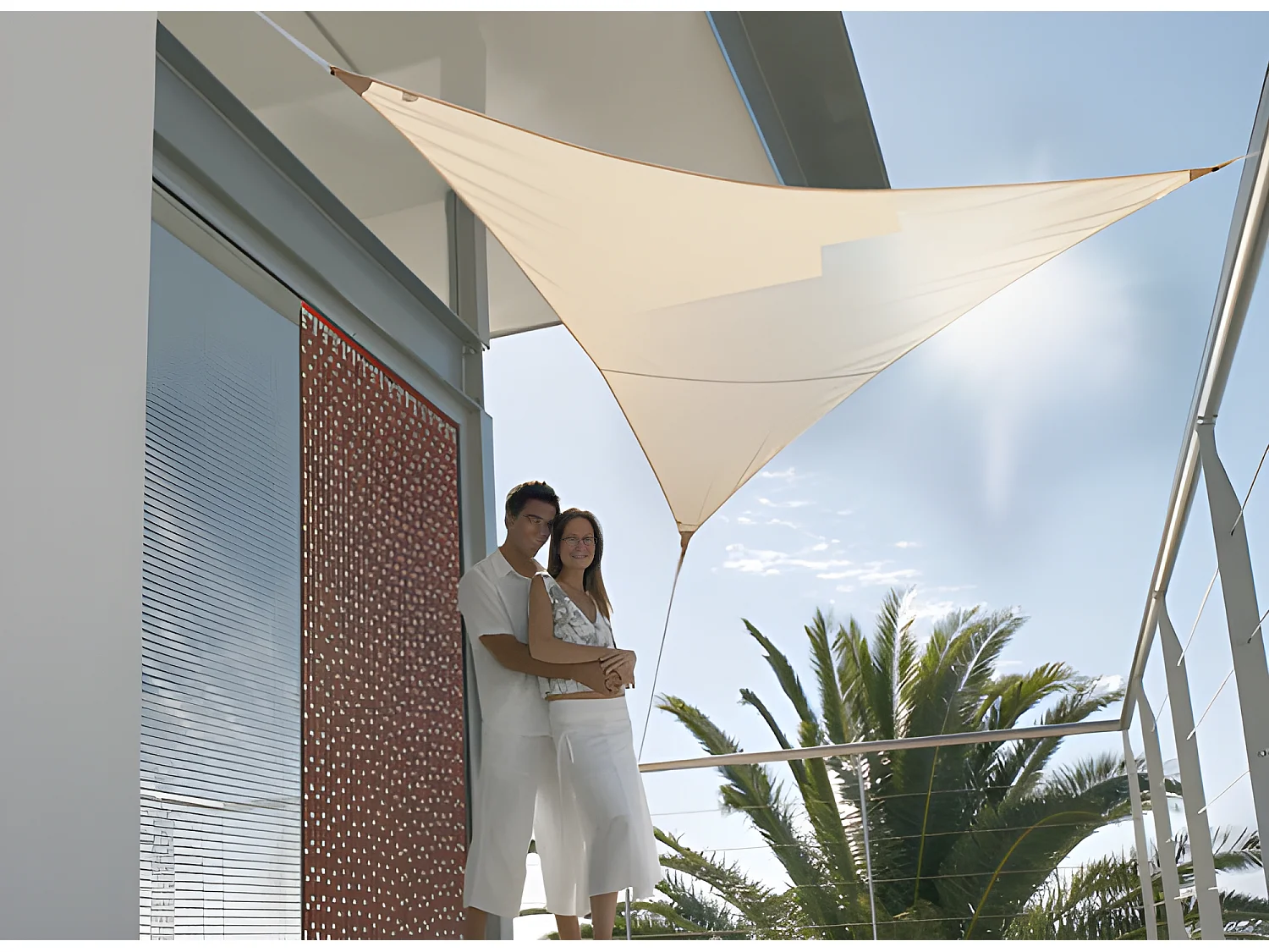 Voile d'ombrage triangulaire SERENITY 3,60 x 3,60 x 3,60 m - Sable - Jardiline