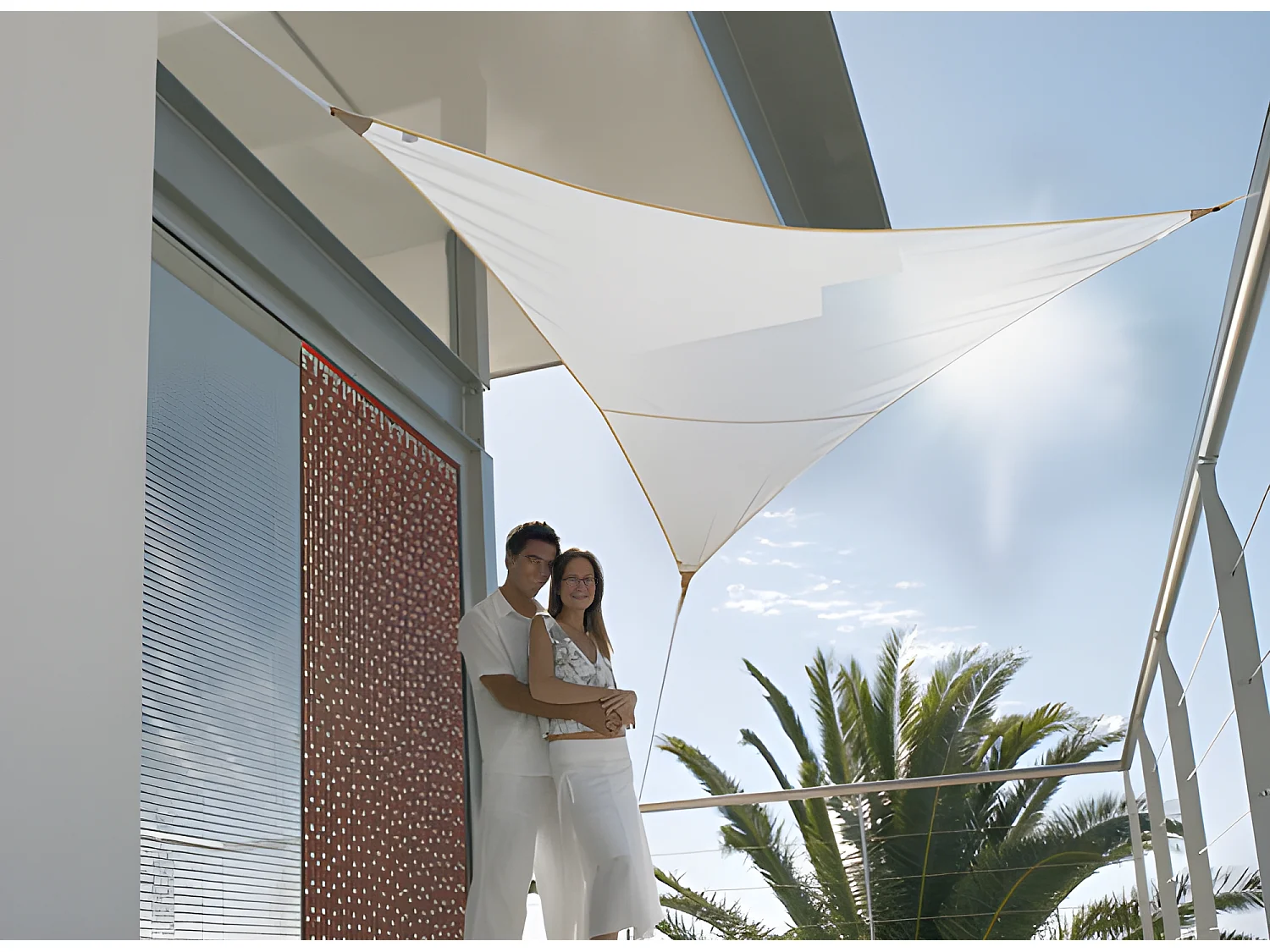 Voile d'ombrage triangulaire SERENITY 3,60 x 3,60 x 3,60 m - Blanc - Jardiline