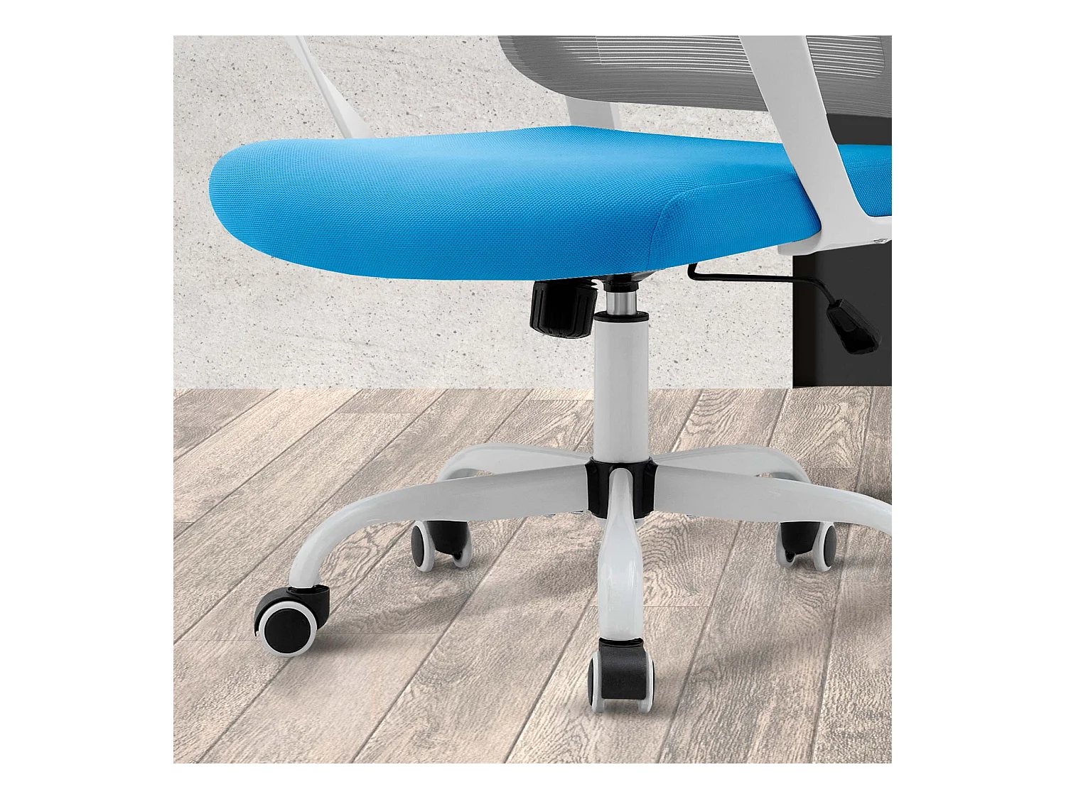 Chaise de bureau H99-109cm x L59cm x P56cm - bleu et gris - Noah