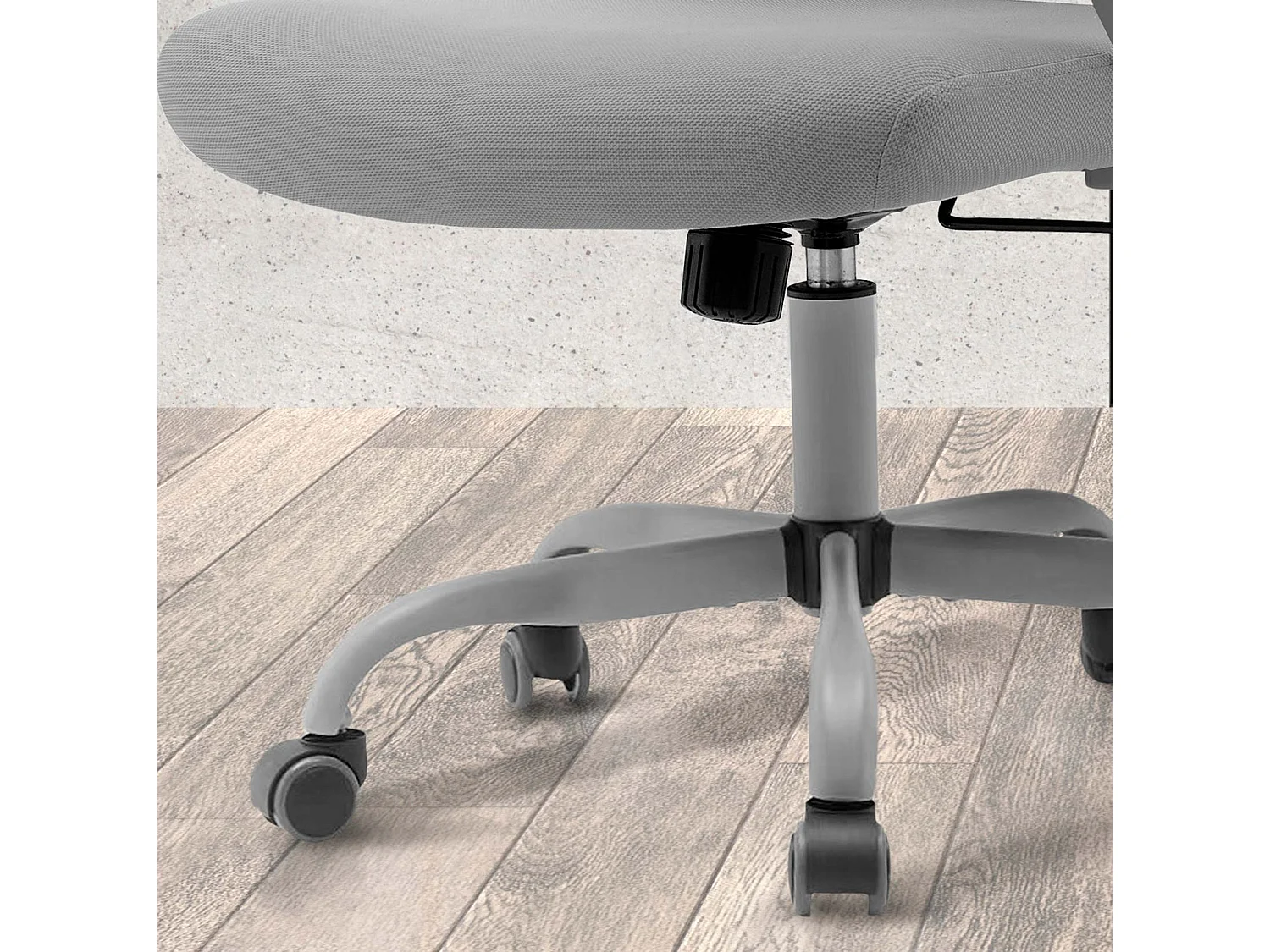 Cadeira de estudo em tecido e rede com rodas - A99/109cm x C59cm x P56cm cinzento - Noah